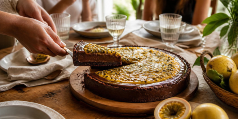 Tarte au chocolat et au fruit de la passion